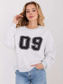 Jasnoszara damska bluza oversize z bawełny