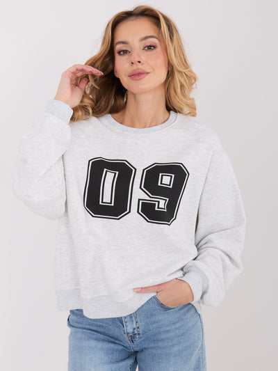 Jasnoszara damska bluza oversize z bawełny