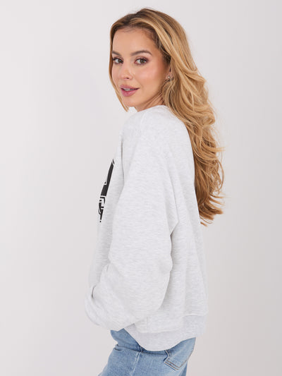 Jasnoszara damska bluza oversize z bawełny
