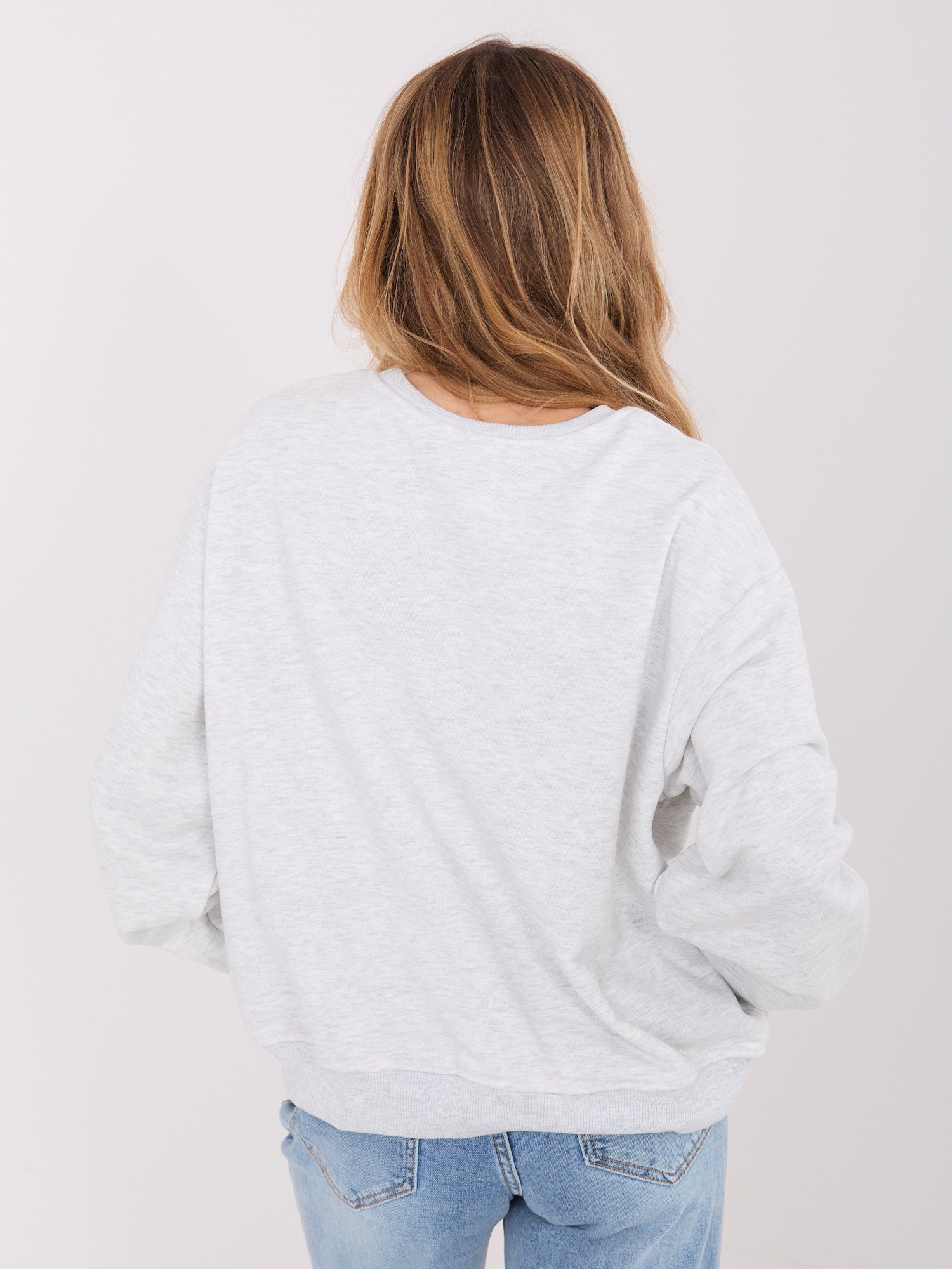Jasnoszara damska bluza oversize z bawełny