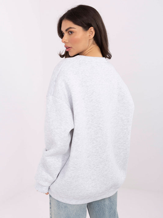 Jasnoszara bluza oversize z haftowanym napisem