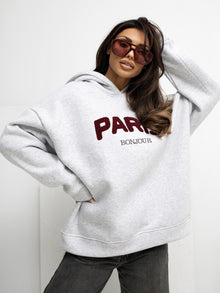 RUE PARIS Jasnoszara bluza oversize z ociepleniem