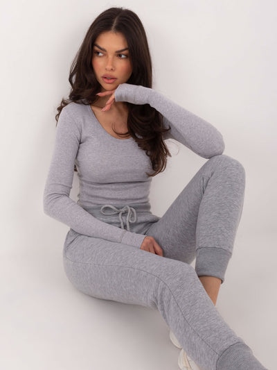 Jasnoszary longsleeve basic z bawełny