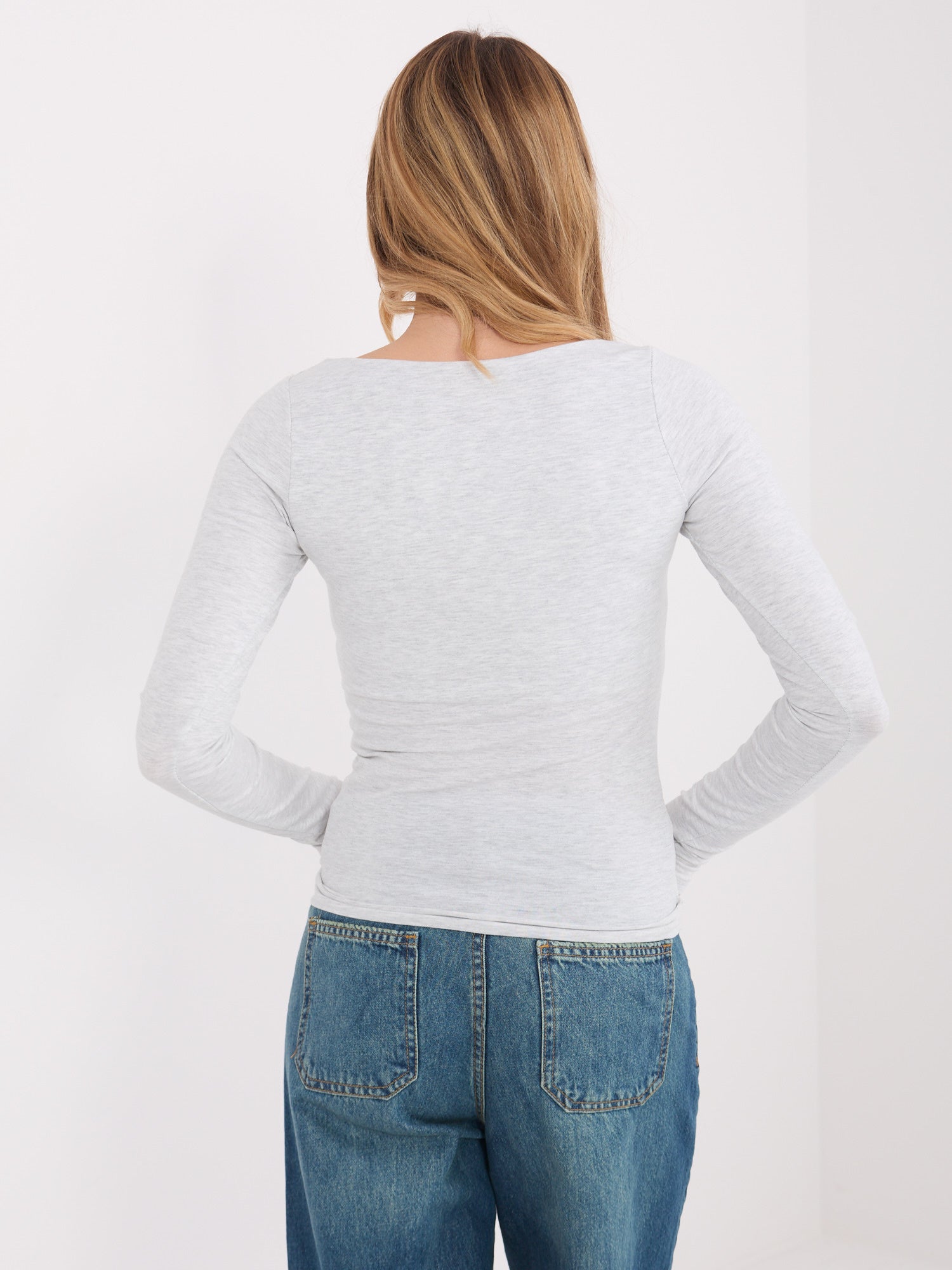 Jasnoszara bluzka basic z bawełny