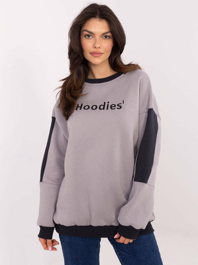 Jasnoszara bluza bez kaptura o kroju oversize