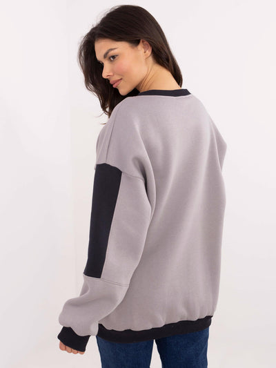Jasnoszara bluza bez kaptura o kroju oversize