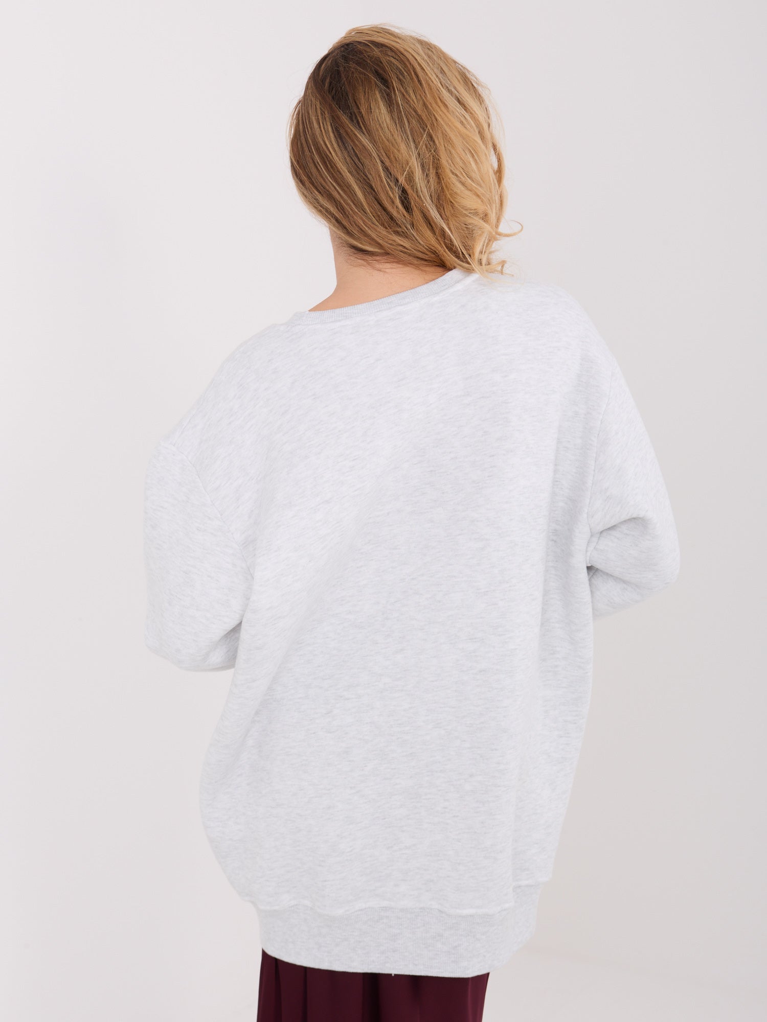 Jasnoszara długa bluza basic bez kaptura
