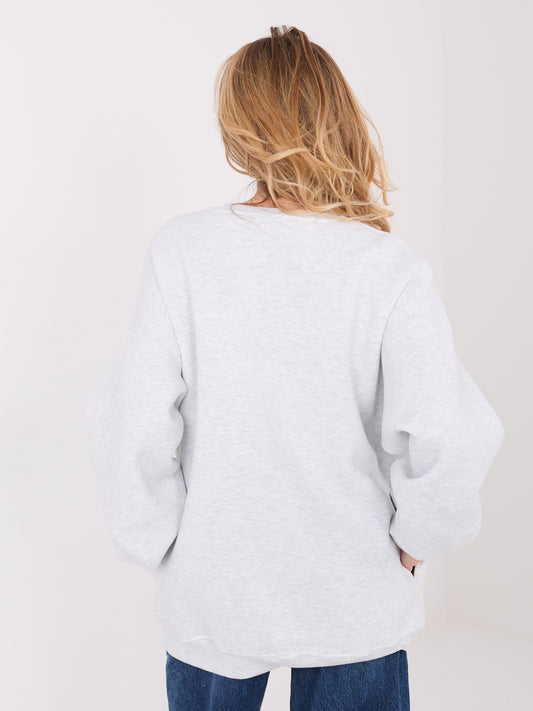 Jasnoszara dresowa bluza oversize z nadrukiem
