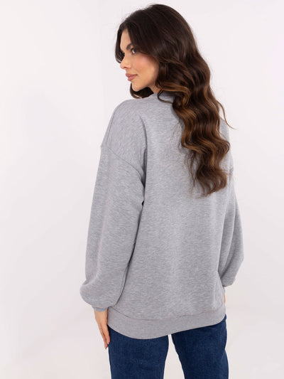 Jasnoszara melanżowa bluza oversize z napisem