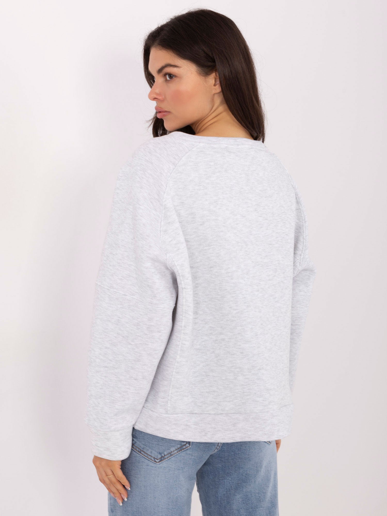 Jasnoszara melanżowa bluza oversize z napisem