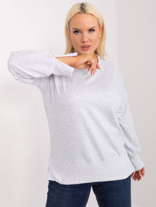 Jasnoszara melanżowa bluza plus size z rozcięciami