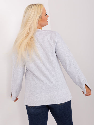 Jasnoszara melanżowa bluza plus size z rozcięciami