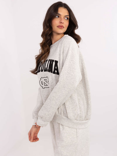 Jasnoszara melanżowa bluza oversize bez kaptura