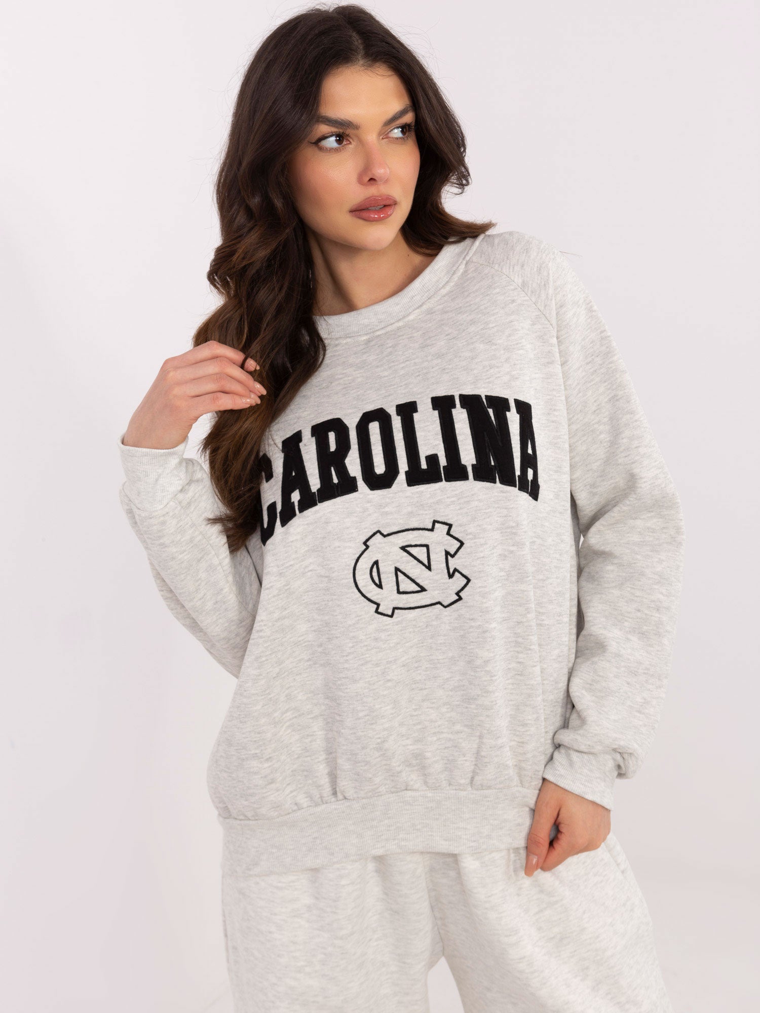 Jasnoszara melanżowa bluza oversize bez kaptura