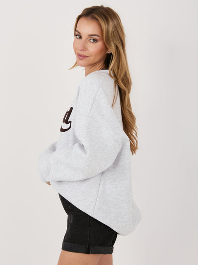 RUE PARIS  Jasnoszara melanżowa bluza oversize bez kaptura