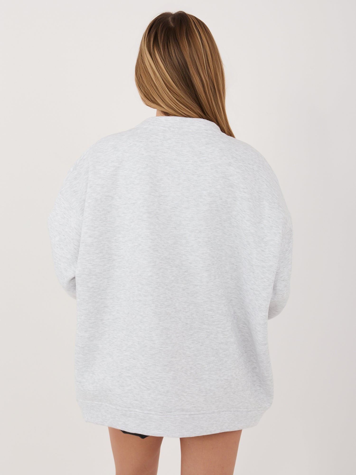 RUE PARIS  Jasnoszara melanżowa bluza oversize bez kaptura