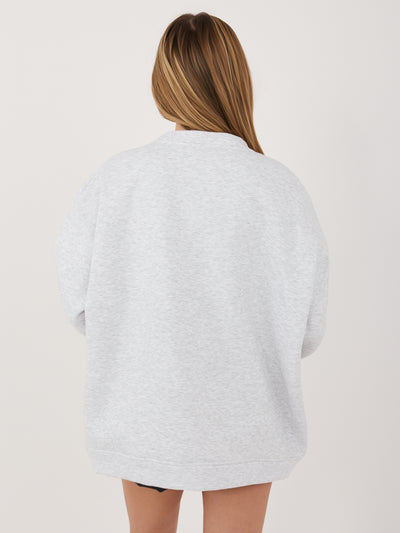 RUE PARIS  Jasnoszara melanżowa bluza oversize bez kaptura