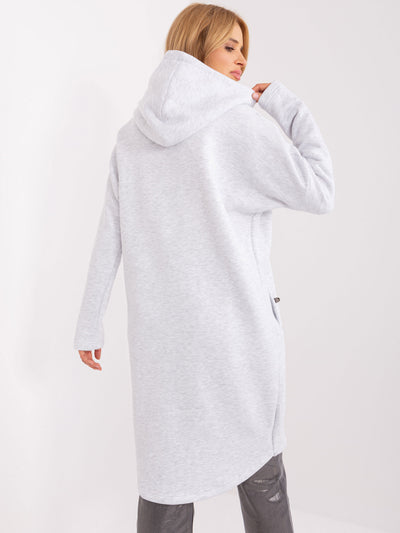 Jasnoszara melanżowa bluza basic z suwakiem RUE PARIS