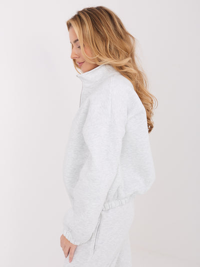 Jasnoszara ocieplana bluza basic z suwakiem
