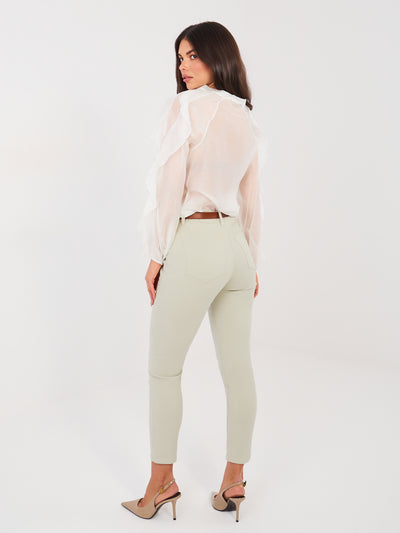 Jasnoszare damskie jeansy skinny z wysokim stanem