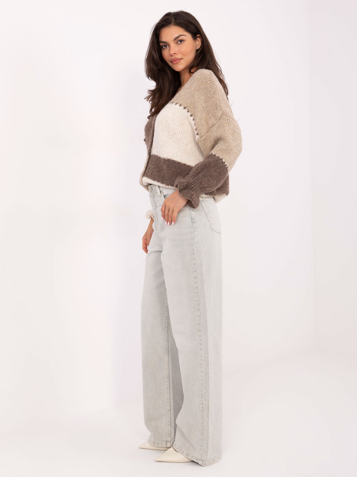 SUBLEVEL Jasnoszare długie jeansy wide leg