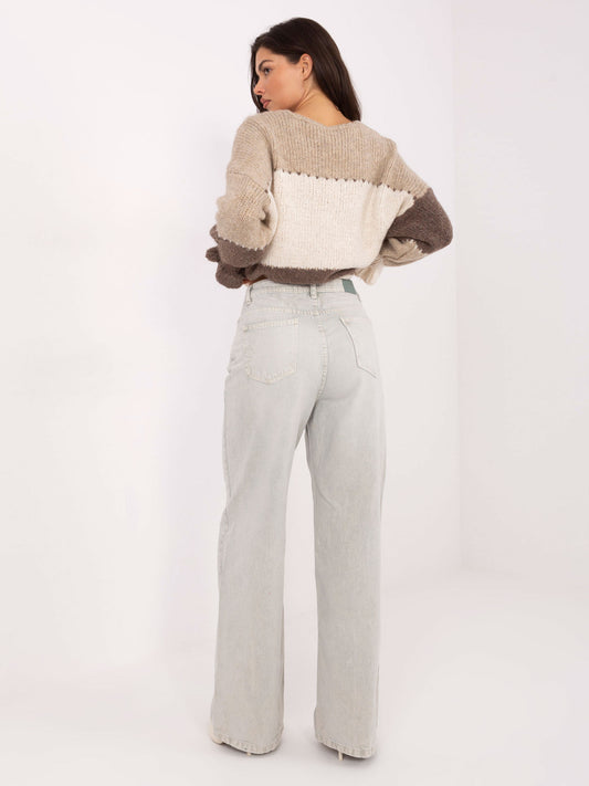 SUBLEVEL Jasnoszare długie jeansy wide leg