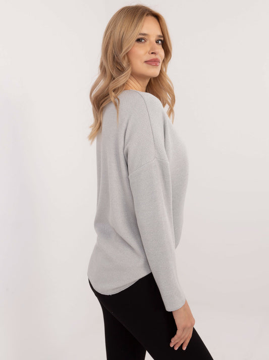 Jasnoszary sweter oversize w jednolitym kolorze