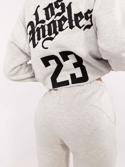 Jasnoszary melanżowy dresowy komplet ze spodniami