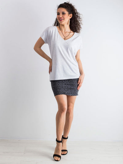 Melanżowy t-shirt V-neck jasnoszary