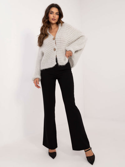 OCH BELLA Jasnoszary rozpinany sweter oversize