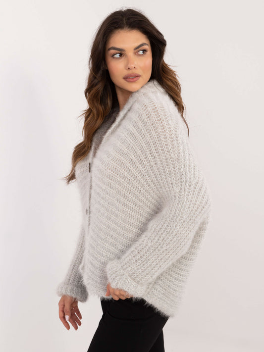 OCH BELLA Jasnoszary rozpinany sweter oversize