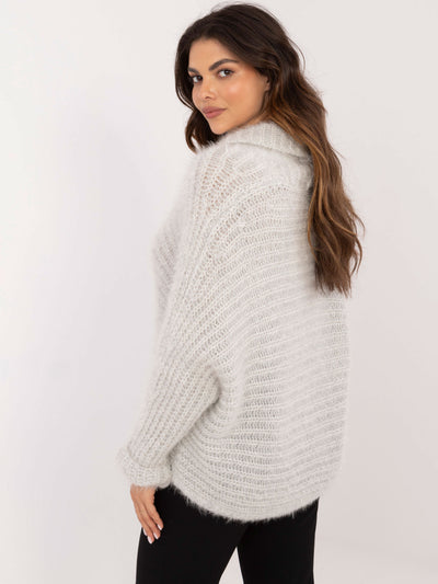 OCH BELLA Jasnoszary rozpinany sweter oversize