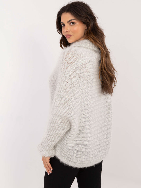 OCH BELLA Jasnoszary rozpinany sweter oversize