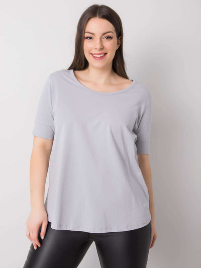 Jasnoszary bawełniany t-shirt damski plus size