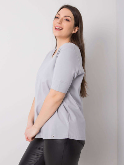 Jasnoszary bawełniany t-shirt damski plus size