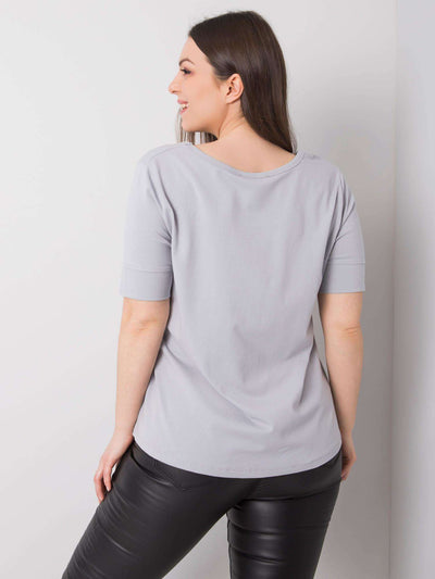 Jasnoszary bawełniany t-shirt damski plus size