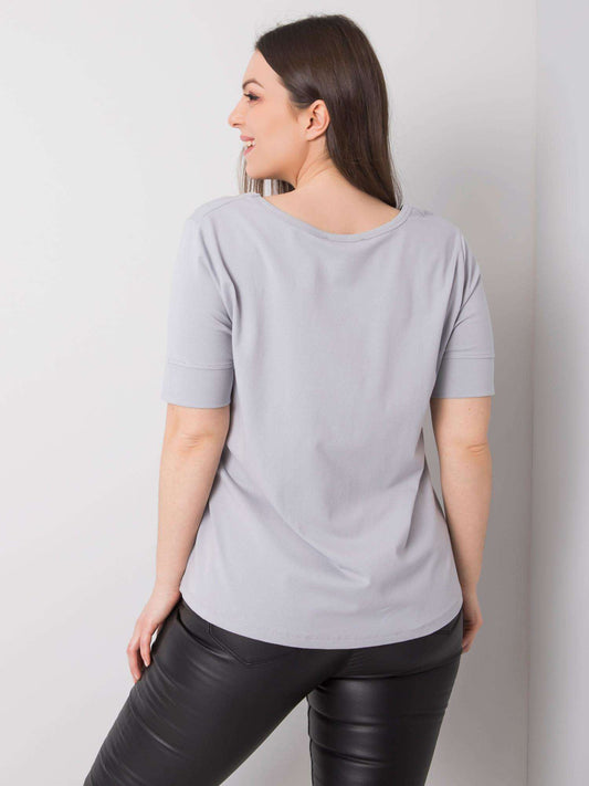 Jasnoszary bawełniany t-shirt damski plus size