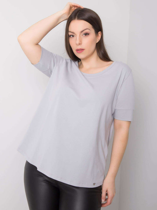 Jasnoszary bawełniany t-shirt damski plus size