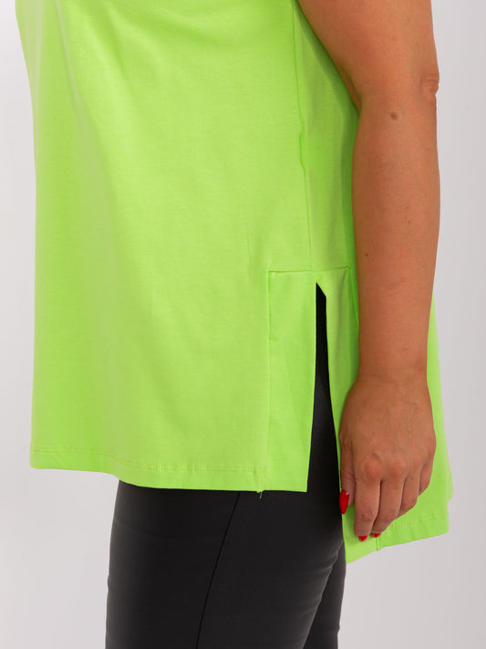 Jasnozielona bluzka basic plus size z dłuższym tyłem