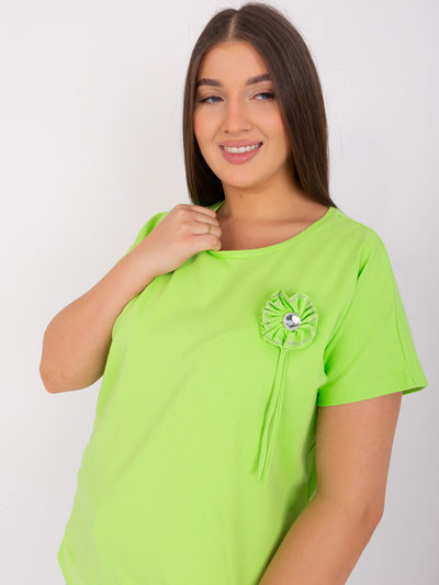 Jasnozielona bluzka damska plus size ze ściągaczem