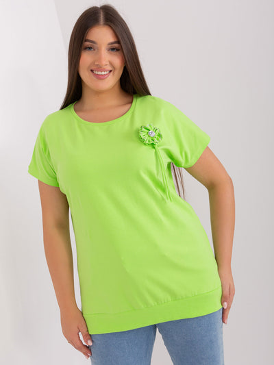 Jasnozielona bluzka damska plus size ze ściągaczem