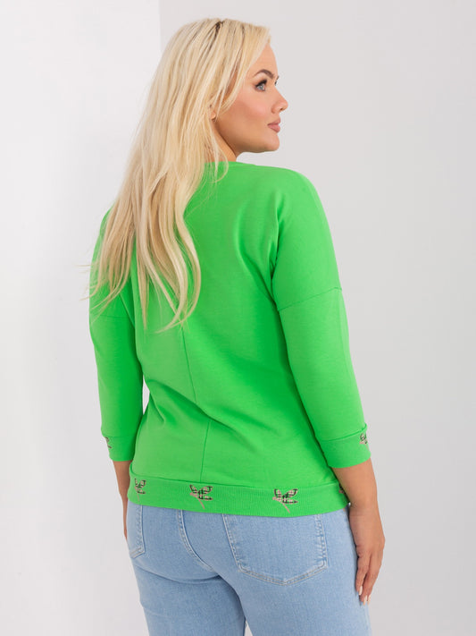 Jasnozielona damska bluzka plus size ze ściągaczem