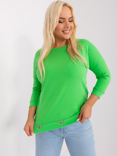 Jasnozielona damska bluzka plus size ze ściągaczem