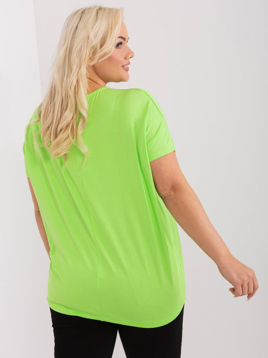 Jasnozielona bluzka plus size z okrągłym dekoltem