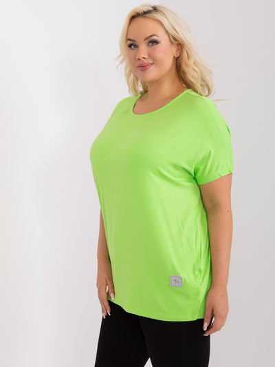 Jasnozielona bluzka plus size z okrągłym dekoltem