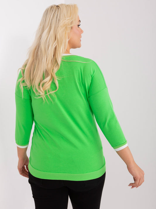 Jasnozielona gładka bluzka plus size z bawełny