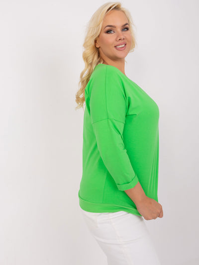 Jasnozielona bluzka plus size z okrągłym dekoltem