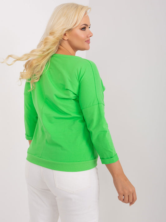 Jasnozielona bluzka plus size z okrągłym dekoltem