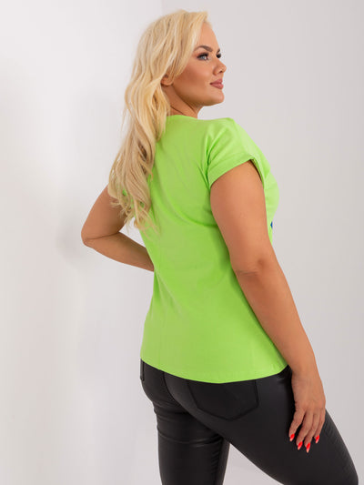 Jasnozielona bluzka plus size z krótkim rękawem