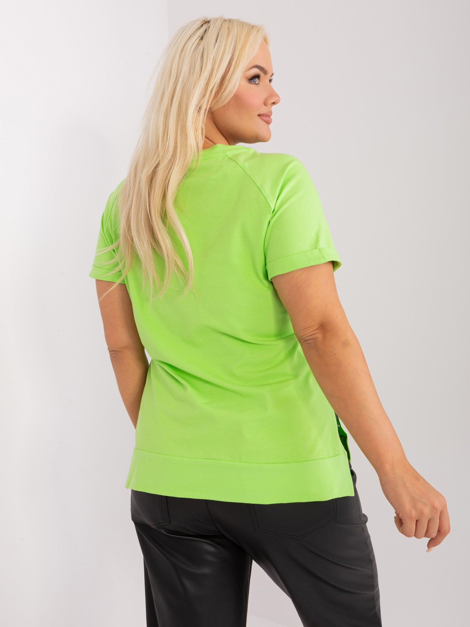 Jasnozielona bawełniana bluzka plus size